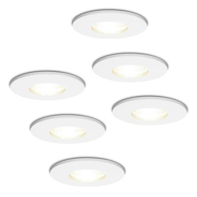 Set van 6 Barcelona - LED Inbouwspots - 5 Watt 400 lumen - 4000K Neutraal wit - GU10 - Dimbaar - Rond - IP44 voor badkamer, buiten en binnen - Wit