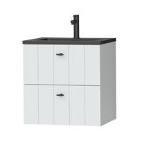 Tiger Maryport Meubelset 60 cm met 2 lades Mat wit incl Quadro wastafel Mat zwart - 1496008912