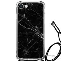 iPhone SE 2022 | 2020 | 8 | 7 Anti-Shock Hoesje Marmer Zwart - Origineel Cadeau Vader