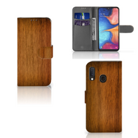 Samsung Galaxy A20e Book Style Case Donker Hout - thumbnail