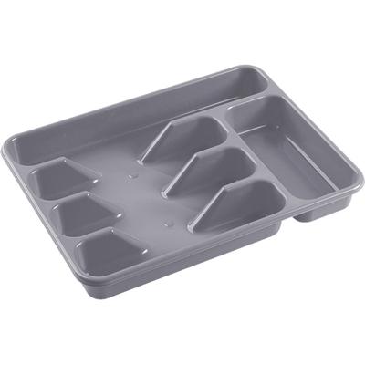Bestekbak - grijs - 5 vakken - 34 x 26 x 5 cm - lade indeling - bestekhouders