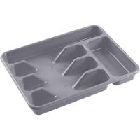 Bestekbak - grijs - 5 vakken - 34 x 26 x 5 cm - lade indeling - bestekhouders