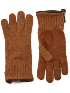 Zegna Oasi cashmere logo-embroidered gloves - Marron