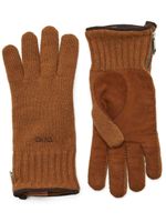 Zegna Oasi cashmere logo-embroidered gloves - Marron