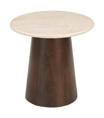 Brix Ronde Bijzettafel 'Bottecino' Marmer en mangohout, 45cm
