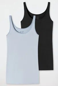 Schiesser 2-Pack dames hemden - Organic 95/5 - zwart/blauw