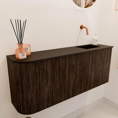 Toiletmeubel Mondiaz Joya | 101.6 cm | Meubelkleur Walnut | Faye wastafel Urban Rechts | Zonder kraangat(en)