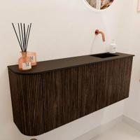 Toiletmeubel Mondiaz Joya | 101.6 cm | Meubelkleur Walnut | Faye wastafel Urban Rechts | Zonder kraangat(en)