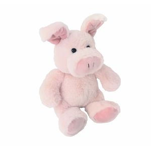 Pluche varken/biggetje knuffel - zittend - roze - polyester - 16 cm