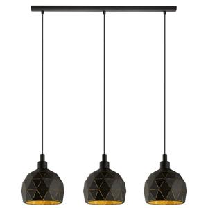 Eglo Eetkamer hanglampRoccaforte 3-lichts zwart met goud - 97846