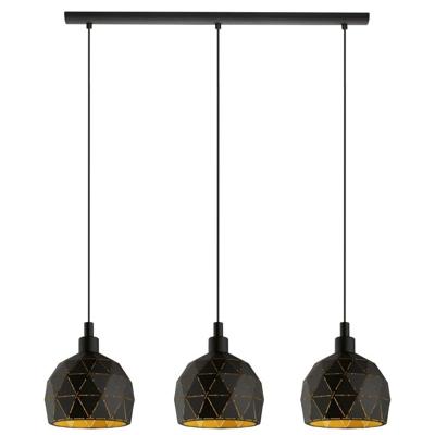 Eglo Eetkamer hanglampRoccaforte 3-lichts zwart met goud - 97846