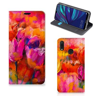 Bookcase Huawei Y7 hoesje Y7 Pro (2019) Tulips Bookcase Huawei Y7 hoesje Y7 Pro (2019) Tulips
