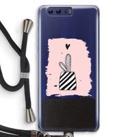 Zwart-wit cactus: Honor 9 Transparant Hoesje met koord