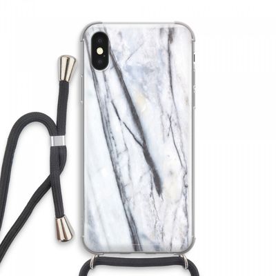 Gestreepte marmer: iPhone XS Max Transparant Hoesje met koord