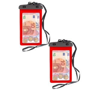 2x Stuks Bellatio Design waterdicht geldbuidel / moneybelt nektasje - Rood