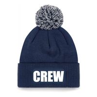 Crew muts/beanie met pompon - onesize - unisex - navy Crew muts/beanie met pompon - onesize - unisex - navy