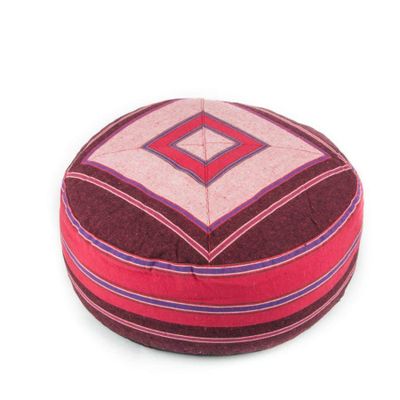 Yogi & Yogini Meditatiekussen Rond Katoen Roze - Patroon Rood - 33 x 17 cm
