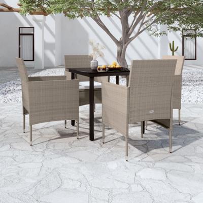 5-delige Tuinset met kussens beige en zwart