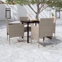5-delige Tuinset met kussens beige en zwart