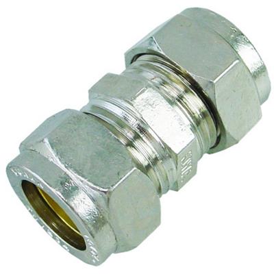 Riko P-901 Rechte Messing Knelkoppeling 22x22 Vernikkeld