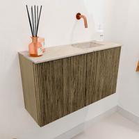 Toiletmeubel Mondiaz Joya Dlux | 70 cm | Meubelkleur Dusk | Faye wastafel Frappe Wasbak Rechts | Zonder kraangat(en)