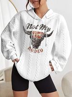 Casual Loose Cattle Jacquard Hoodie
