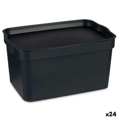 Opbergbak met Deksel Kipit Antraciet Plastic 2,3 L (24 Stuks)