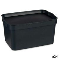 Opbergbak met Deksel Kipit Antraciet Plastic 2,3 L (24 Stuks)