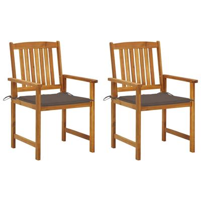 Tuinstoelen 2 st met kussens massief acaciahout