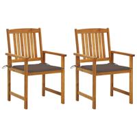 Tuinstoelen 2 st met kussens massief acaciahout