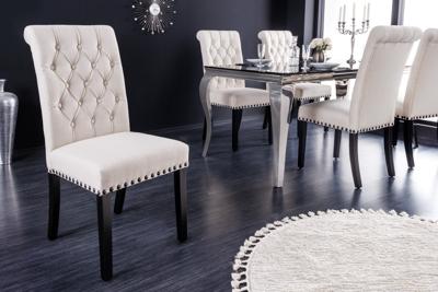 Design Stoel CASTLE beige zwart Getextureerde stof Houten poten Chesterfield - 43215