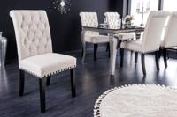 Design Stoel CASTLE beige zwart Getextureerde stof Houten poten Chesterfield - 43215
