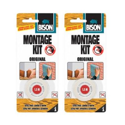 Bison montagekit tape transparant - 2x rollen - 19 mm x 1,5 m - Dubbelzijdige tape - Klustape