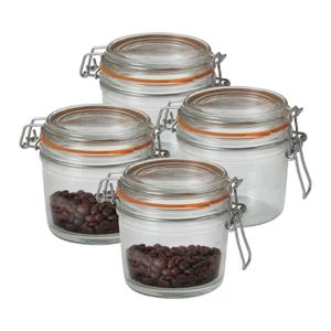 Voorraad/weckpot - 4x - transparant - glas - 10 x 8,5 cm - 350 ml - Le Parfait