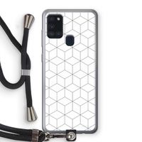 Zwart-witte kubussen: Samsung Galaxy A21s Transparant Hoesje met koord