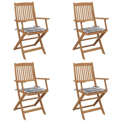 Tuinstoelen 4 st inklapbaar met kussens massief acaciahout