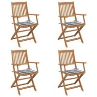 Tuinstoelen 4 st inklapbaar met kussens massief acaciahout