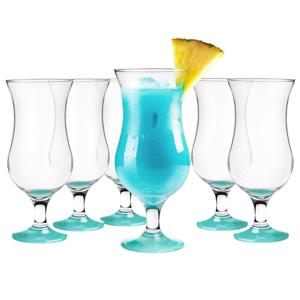 Cocktail glazen - 6x - 420 ml - turquoise - glas - pina colada glazen