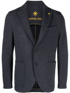 Manuel Ritz blazer en coton mélangé à simple boutonnage - Bleu