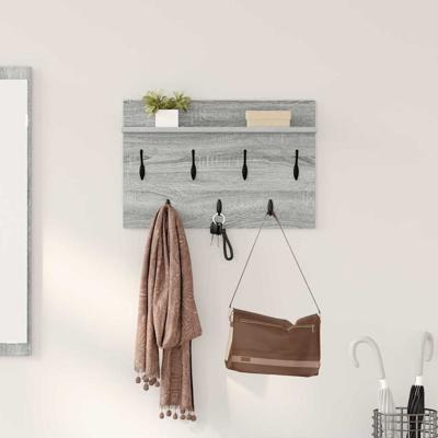 Wandgemonteerde kapstok met plank Grijs sonoma 60 x 40 x 12 cm