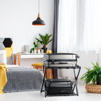 2 x Bagagerek Standaard Dubbel Laagse Bagagehouder met Schoenplank Opvouwbare Bagagerek Houder Zwart