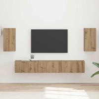 Tv-meubelset Wandgemonteerd 3 pcs Artisan Eiken Bewerkt hout