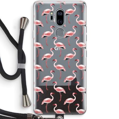 Flamingoprint groen: LG G7 Thinq Transparant Hoesje met koord