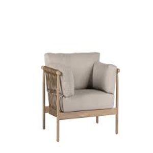 Alice lage fauteuil aged teak finish/camel incl. kussen light grey - Max&Luuk