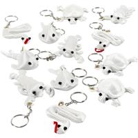 Creativ Company Figuren van textiel met sleutelhanger, afm 4-8 cm, wit, 4x3 stuk/ 1 doos