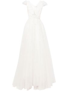 Jenny Packham robe longue évasée en tulle à sequins brodés - Blanc