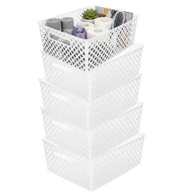 Storage Solutions Kast Opbergmand - 5x - van kunststof - wit - 29 x 35 x 13 cm - 11 liter inhoud