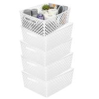 Storage Solutions Kast Opbergmand - 5x - van kunststof - wit - 29 x 35 x 13 cm - 11 liter inhoud