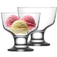 IJcoupes/ijs/dessert serveer schaaltjes - op voet - set 2x stuks - glas - 285 ml