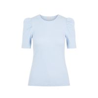 PIECES ribgebreide top PCANNA met plooien lichtblauw - thumbnail